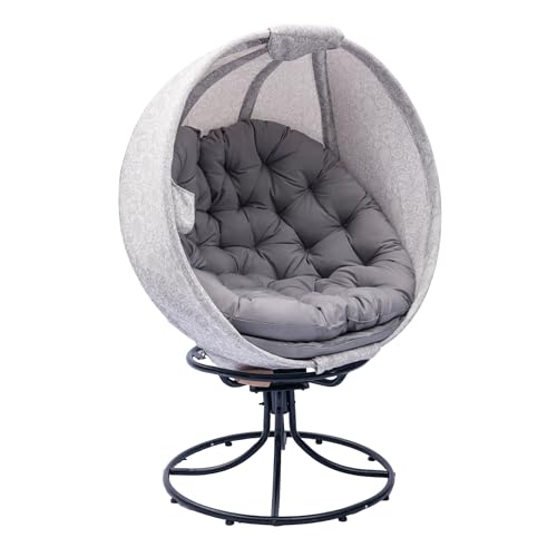 olofable Dreh-Ei-Stuhl mit Kissen, klappbarer Textilene-Korbsitz und...