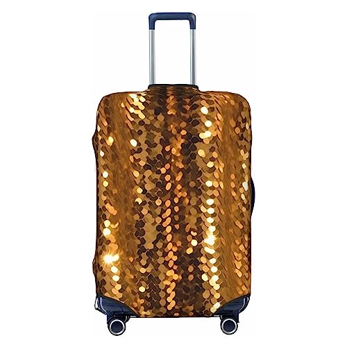 Gold Sequin Sparkle Travel Luggage Cover Suitcase Protector Washable Elastic Suitcase Cover Anti-Scratch Luggage Protector Travel Suitcase Baggage Cover Fits 18-32 Inch Suitcase Small