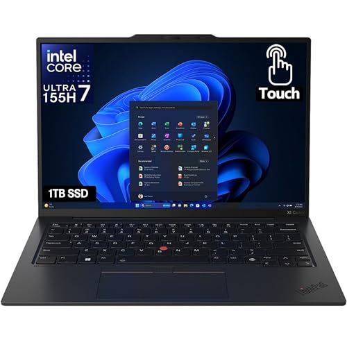 Image of Lenovo Gen 12 ThinkPad X1 Carbon Laptop with Intel Ultra 7 155H Processor, 14 inch WUXGA 100% sRGB Touch Display, 32GB DDR5 RAM, 1TB Gen4 Performance SSD, FHD+ IR+ RGB Camera, and Windows 11 Pro