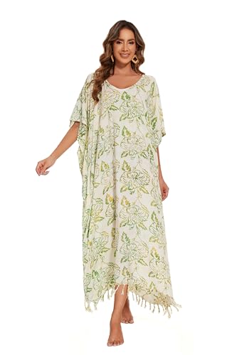 Image of Beautybatik Women Hand Blocked Batik Rayon Caftan Kaftan Bali Loungewear Maxi Plus Size Long Dress XL to 4X