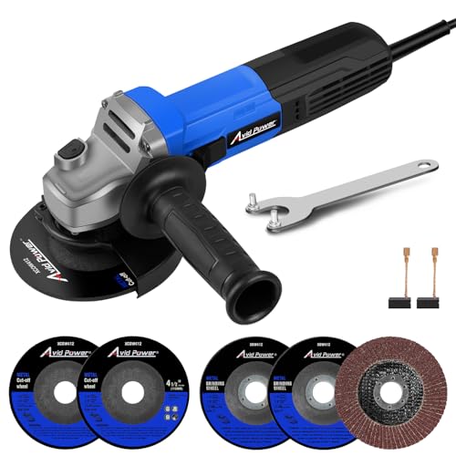 Image of AVID POWER Angle Grinder, 7.5-Amp 4-1/2 inch Electric Grinder Power Tools with Grinding Wheels, Cutting Wheels, Flap Disc and Auxiliary Handle for Cutting, Grinding, Polishing and Rust Removal - Blue