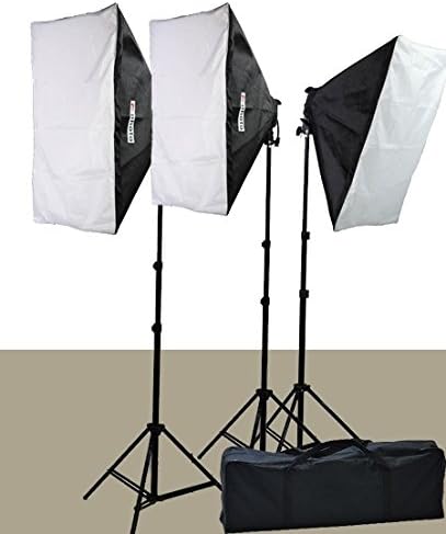 2400 Watt Softbox Lighting Kit Chromakey Green Screen Video Lighting Kit Three Softbox, 12 x 45watt Flourescent Bulb, 3 x lightstand by Fancierstudio 9004S-3