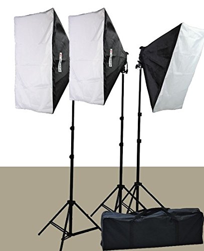 2400 Watt Softbox Lighting Kit Chromakey Green Screen Video Lighting Kit  Three Softbox, 12 x 45watt Flourescent Bulb, x lightstand by Fancierstudio