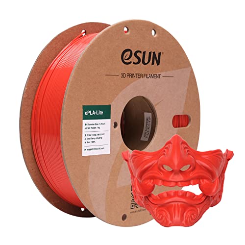 eSUN PLA Lite Filament 1.75mm, Modifié Imprimante 3D Filament PLA, Précision Dimensionnelle +/- 0.03mm, 1KG Bobine (2.2 LBS) Filament d'impression 3D pour Imprimante 3D, Rouge