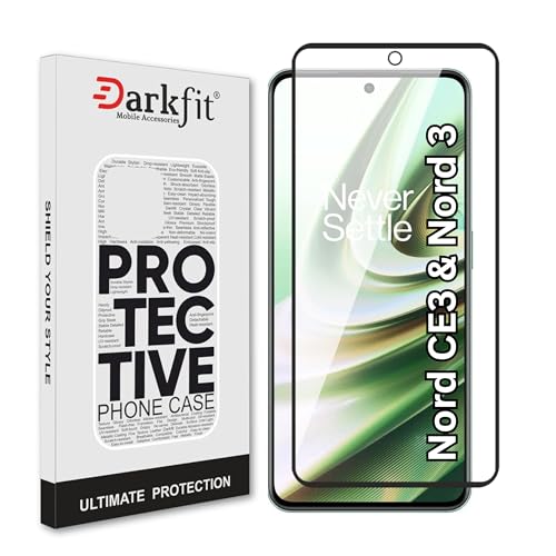 Image of DARKFIT Tempered Glass Premium Screen Protector Compatible for OnePlus Nord CE3 & Nord 3 | Edge to Edge with Easy Installation Kit | Scratch Resistance | HD Clear Glass (Black Border) | Pack of 1