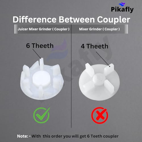 Image of Pikafly - Juicer Mixer Grinder Jar Coupling 6 Teeth (3 Pcs) for Prestige, Maharaja, Haveels, Bajaj, Cello, Pigeon, Ken star, Usha, Inalsa, Singer, Rico, Orient and also for other brands