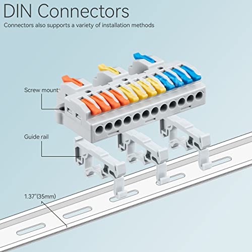 Jandeccn 4Pcs Din Rail Terminal Blocks, Diy Splicing Wire Connectors For Circuit Inline 28-12Awg (3 In 12 Out) #TOP2