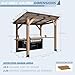 CHARMELEON Grill Gazebo 6 x 8 FT,Cedar Wood BBQ Gazebo with 2 Thick Wooden Side Serving Shelves,Permanent Patio Pavilion with Galvanized Steel Roof for Outdoor,Backyard,Garden,Deck-Gray