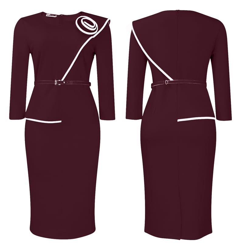 Image of Wear to Work Dress for Women Business Casual Bodycon Midi Dress Elegance Church Outfits