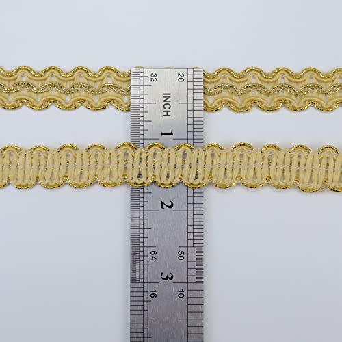 Znzakka Gold Braid Trim 13 Yards Lace Ribbon Scroll Braid Trim Metallic Edge Trim For Sewing, Crafts, Garments Accessories (Yellow) #TOP2