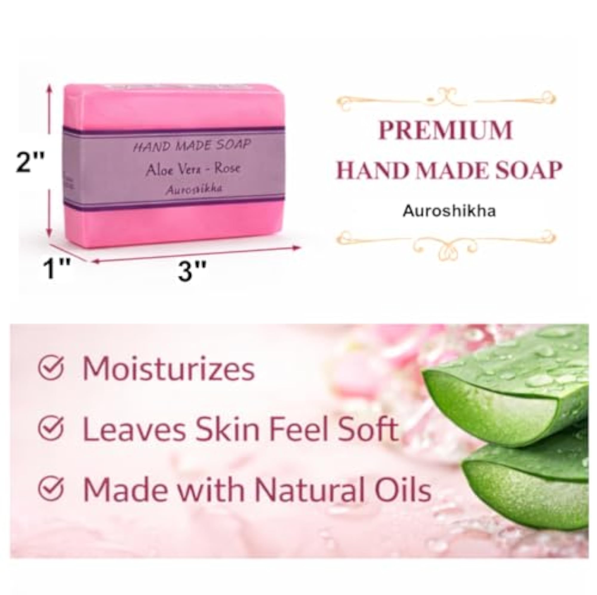 Auroshikha Rose Hand Made Soap, Natural Moisturizing Soap