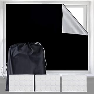 Blackout Blind 300 x 145cm Portable Blackout Blind 100% Blackout Material Window Bedroom Car Travel Blackout Blind Cut to Size to Fit Any Windows Baby Room Nursery with 45 Stickies and Bag