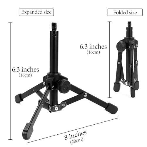 Geekria for Creators Tabletop Tripod Mic Stand Compatible with JBL Wireless Two, Sennheiser E835, E835-S, Audio-Technica ATM510 Microphones, Desktop Mic Stand with Foldable Non-Slip Feet by GEEKRIA - Image 2