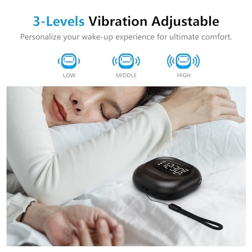 Image of Vibrating Alarm Clock Rechargeable Battery Operated, Cordless & Dual Alarms | Bed shaker for Under Pillow, Travel-friendly, Weekday /weekend Mode, Perfect for Heavy Sleepers & Hearing-impaired