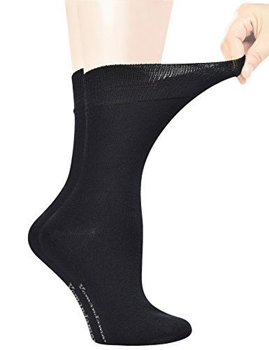 Yomandamor Women's Best Bamboo Seamless Crew Dress Black Socks,5 Pairs L Size #TOP1