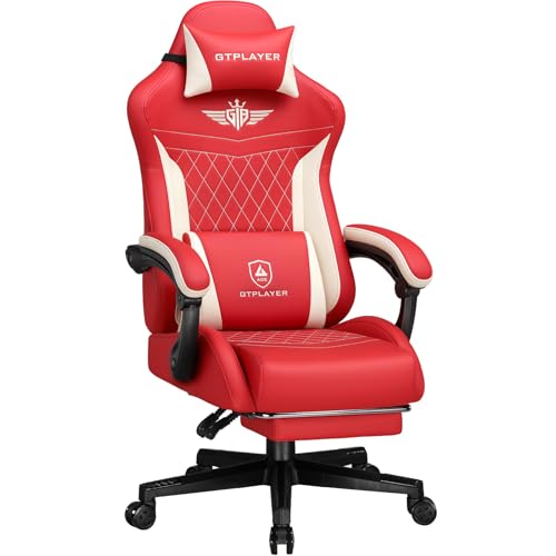 GTPLAYER Sedia da gaming, ergonomica, in pelle PU con supporto lo...