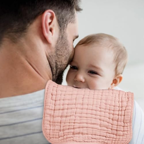 Image of Looxii Muslin Burp Cloths 100% Cotton Muslin Cloths Large 20''x10'' Extra Soft and Absorbent 6 Pack Baby Burping Cloth for Boys and Girls Shell Pink
