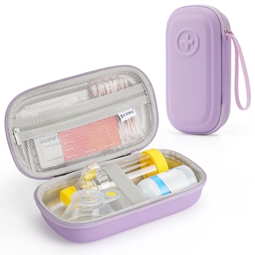 YINKECASE Asthma Inhaler Portable Case for Adults Kids & Seniors - Temp-Humidity Resistant Multi-Zone Lining for Inhaler/Spacer/Emergency Meds Waterproof PU & Travel-Ready Violet (Only Case)