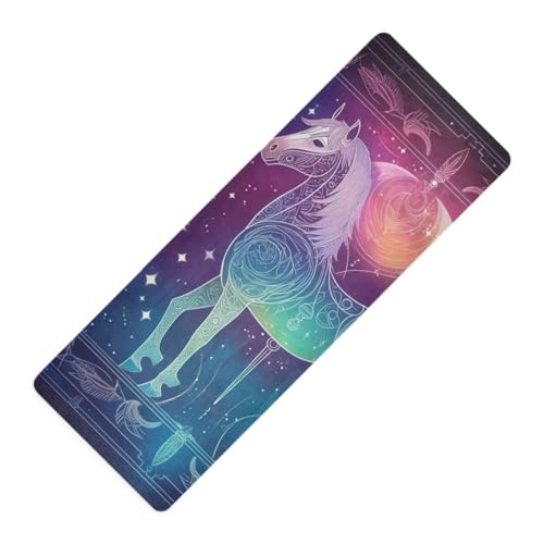Horse Neon Mystery Tarot Cards printed travel yoga mats Thick 1 mm for exercise non slip, with yoga bag for mat tapete para ejercicio 71x26 inches