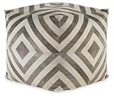 Signature Design by Ashley Hartselle Casual Geometric Patterned Pouf 18 x 18 Inches, Beige & Light Brown