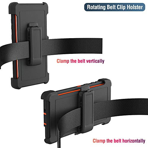 Image of Case for Galaxy Note 10 with Clip, Heavy-Duty Tough Rugged Shockproof Drop Protective Cover Cases for Samsung Galaxy Note 10, Black+Orange