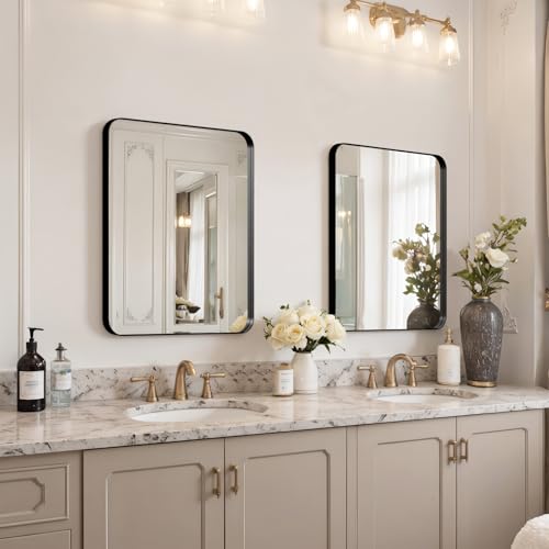 Image of 20 inchx16 inch Bathroom Vanity Mirror for Wall Aluminum Framed Farmhouse Rectangle
