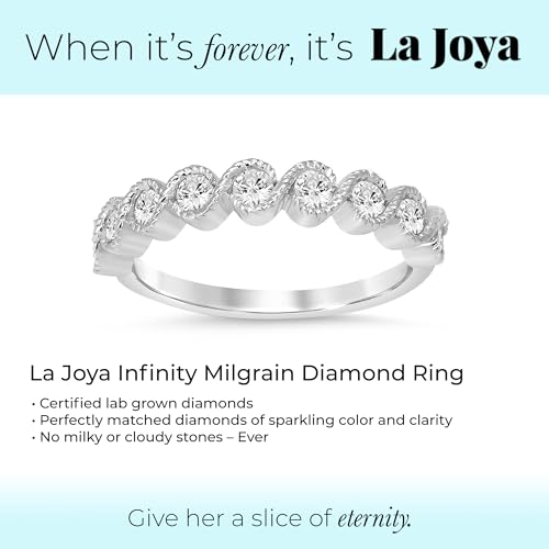 La Joya 1/4-1/2 CT TW Certified Lab Grown Infinity Diamond Ring Band | Solid 10k White Gold Anniversary and Wedding Band | Sparkling GH VS/SI3