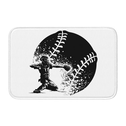 玄関マット 野球 バスマット 室内 屋外 足拭きマット カーペット おしゃれ 北欧 滑り止め付き 洗える ベットルーム 浴室 台所 寝室 業務用 家庭用 40×60cm