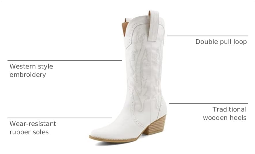 Image of MERUMOTE Cowboy Boots for Women Womens Cowboy Boots | Cowgirl Boots, Cowgirl Outfits for Women, Womens Cowgirl Boots