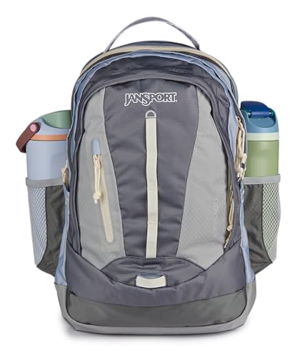 Image of JanSport Odyssey 38L Laptop & Hiking Backpack, Fits 15 inch Laptop or 3 L Hydration Bladder, Grounded Grey, Tuck-Away Hip Belt, Dual Main Compartments, Ergonomic Padding, College & Travel Daypack