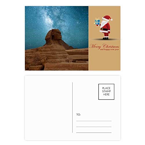 Cartes postales bleu ciel et rouge terrestre motif momie et Père Noël | Lot de 20