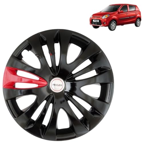 Image of Prigan Alto 800 Black Red Wheel Cover 12 inch, for Alto 800 (Set of 4 Pcs) (Press Fitting) Model- Camry Red 12