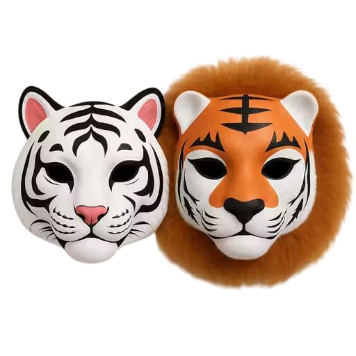 Buy LAVI & AADI, Jungle King Tiger Animal Face Mask, White and