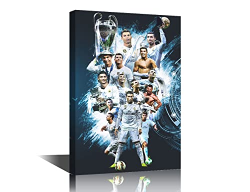 Toile Cristiano Ronaldo football 36x24 po cadre prêt