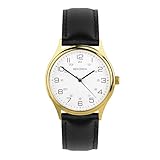 Sekonda Orologio classico da uomo Evans da 38 mm in oro con cinturino in pelle nera e quadrante bianco