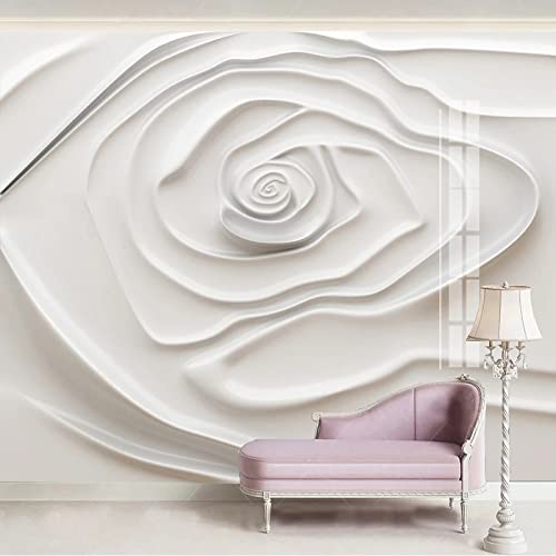 Papier peint autocollant 3D floral blanc texturé 140x70 grand format