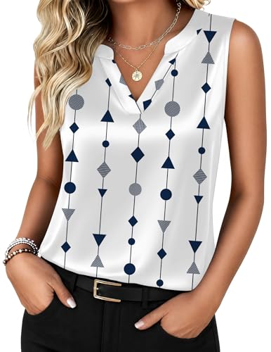 Zeagoo Womens Dressy Tops Satin Tank Tops V Neck Dressy Work Shirts - image 1