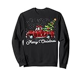 Red Buffalo Plaid Pickup Truck with Tree Merry Christmas Sweatshirt