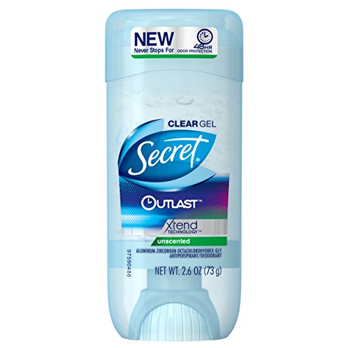 Secret Outlast Clear Gel Antiperspirant and Deodorant, Unscented, 2.7 Ounce (Pack of 2)