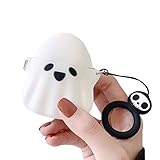 Airpods Case, Gtinna 3D Cute Cartoon Ghost Airpods Cover Soft Silicone Rechargeable Headphone Cases,AirPods Case Protective Silicone Cover and Skin for Apple Airpods 1st/2nd Charging Case (White)