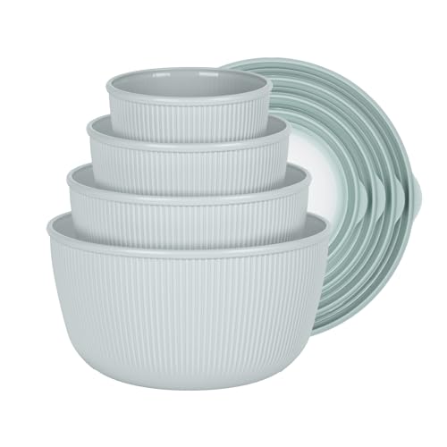 BoxedHome Mixing Bowls Set with Leakproof Silicone Lids, Nesting Salad Bowls for Prepping, Mixing, Serving, Baking, 4.7L/3.2L/2.1L/1.2L, Dishwasher & Microwave Safe, BPA-Free, Set of 4, LightGreen - Image 9