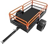 KUAFU Heavy Duty ATV/UTV Trailer Dump Cart Universal 1500LBS Load Tow Behind Utility Cart for Lawn Mower, Tractor, Garden W/Removable Sides Utility Cargo Trailer Dump -2 Packages
