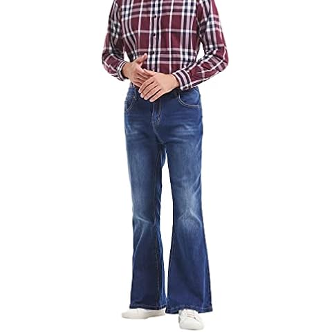Wbestwind Men's Relaxed Stretch Bell Bottom Fit Comfort Flared 60s 70s Retro Leg Denim Jeans,Flo,TAG 3XL Blue Cover