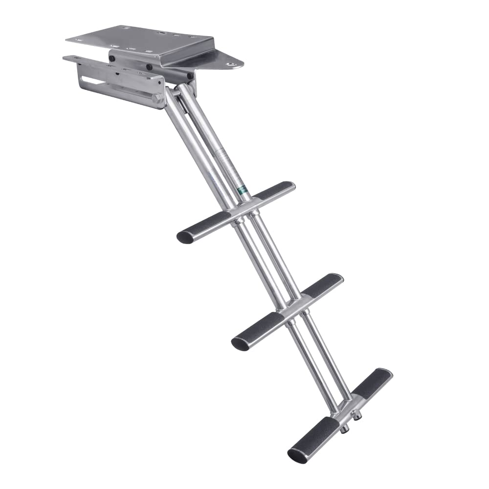 White Water Marine - Telescoping Stainless Steel Boat Dive Ladder with 3 Step Under Platform Mount | Folding Heavy Duty Retractable Boarding Dock | Compact Flush Mount Design AM1303UPM-316