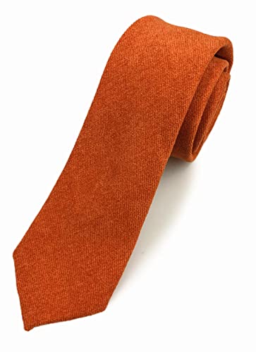 Image of Elfeves Men's Skinny Solid Color Tie Causal Cotton Linen Narrow Slim cut Necktie