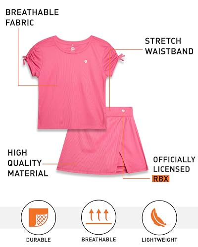 Image of RBX Girls Athletic Skort Set - 2 Piece Workout Set with Performance T-Shirt & Pleated Scooter Skirt, Girls Athletic Outfit