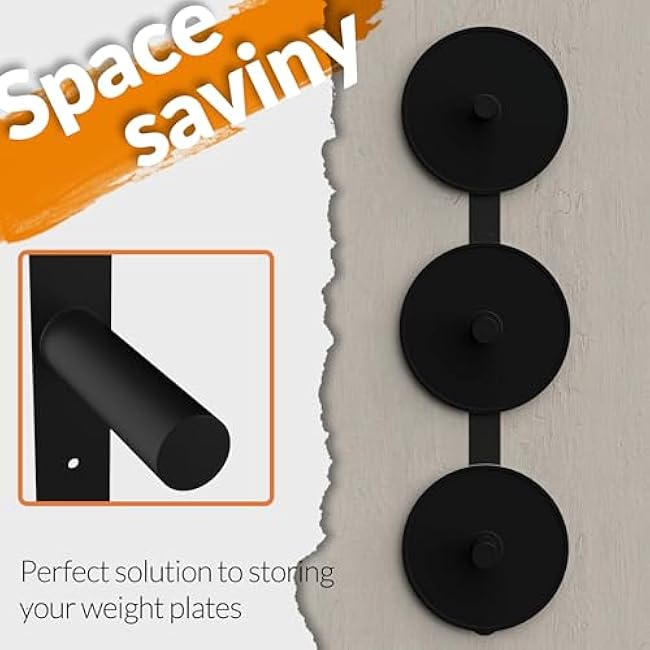 Weight Plate Storage Rack, Weight Plate Holder Wall Mounted Bumper Plate Storage for Home Gym, Fit 2 Olympic Plates