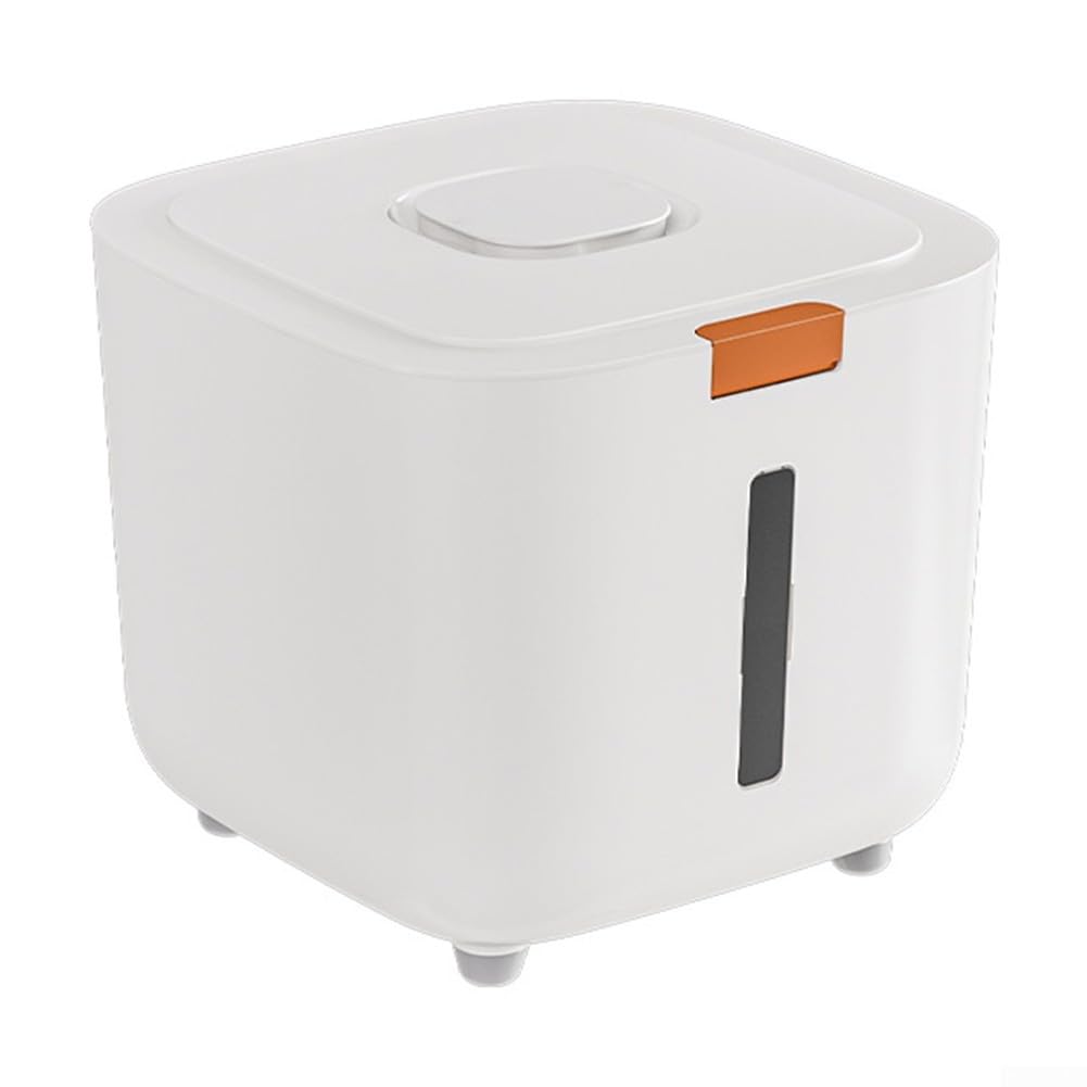 Récipient de stockage de riz résistant à l'humidité avec couvercle scellé et distributeur de presse, pour l'organisation de la cuisine, boîte en plastique ABS blanc (20 kg)