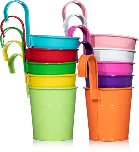 YoiYee Lot de 10 pots de fleurs suspendus en métal avec trou de drainage pour la maison et le jardin Cover