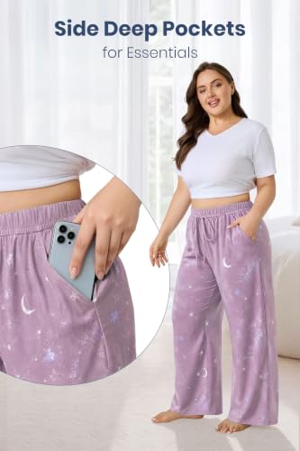 Image of FLYCURVY Plus Size Women Pajama Pants with Pocket L-5XL